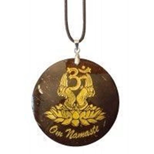 Bild von Halskette Om Namaste Coconut gold lackiert 5cm