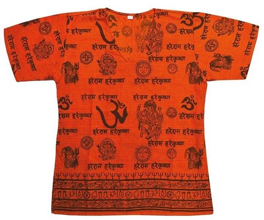 Bild von T-Shirt Hare Rama V-Schnitt Baumwolle orange