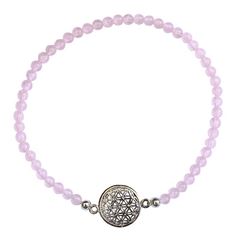 Image de Armband Blume des Lebens mit Rosenquarz Perlen