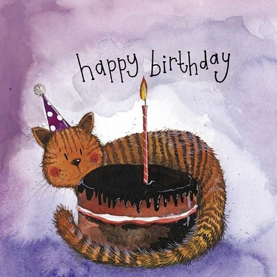 Bild von STARLIGHT CAT AND CAKE BIRTHDAY FOIL CARD
