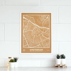 Picture of Woody Map Ciudades - Amsterdam - L- White - White Frame