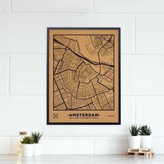 Picture of Woody Map Ciudades - Amsterdam - L- Black - Black Frame