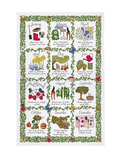 Bild von Gardeners Calendar Cotton Tea Towel - Ulster Weavers