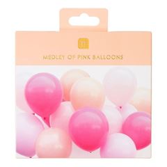 Image de 16 PACK MIXED PINK BALLOONS WITH 30M RIBBON
