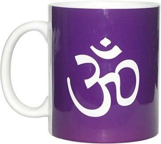 Image sur Kaffee-/Teetasse Om aus Keramik in weiss/violett