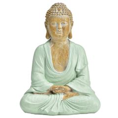 Bild von Figur Meditierender Buddha Poly grün, H ca. 18 cm