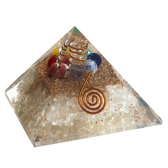 Bild von Pyramide Orgonsat Bergkristall 7,5 x 7,5 x 5cm (Kunstharz, Kupfer)