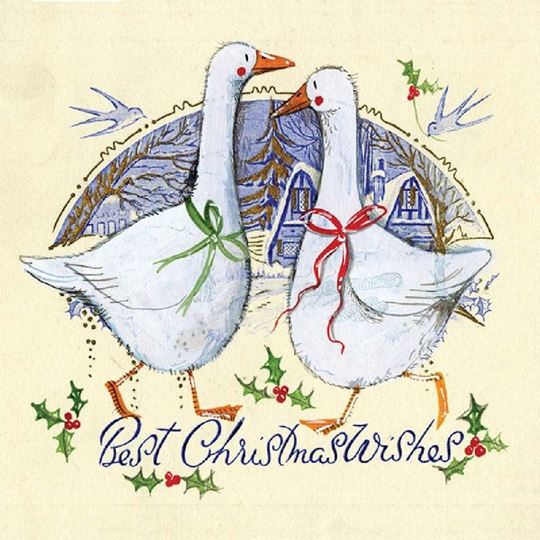 Image sur VINTAGE GEESE SINGLE FLITTERED XMAS CARD