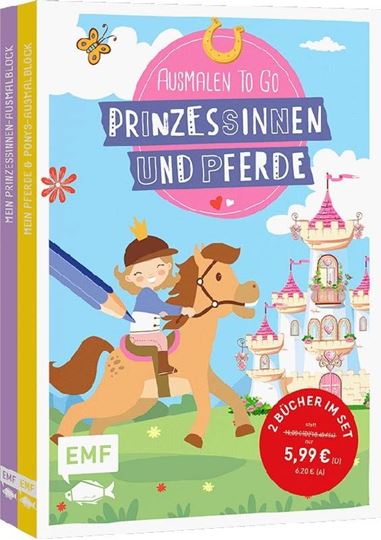 Bild von Ausmalen to go: Prinzessinnen und Pferde– mit 400 Glanz-Stickern