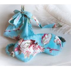 Bild von Blue Blossom Baumwoll-Augenmaske mit Satin