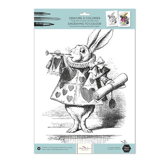 Bild von The white rabbit Gravur zum Ausmalen