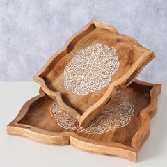 Bild von Holz-Tablett Mandala, 2er Set