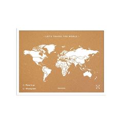 Bild von Miss Wood Cork Map - World - M Natural white