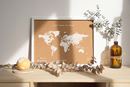 Bild von Miss Wood Cork Map - World - M Natural white