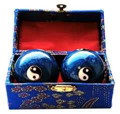 Bild von Qi Gong Kugel emailliert Yin Yang blau 4.5 cm