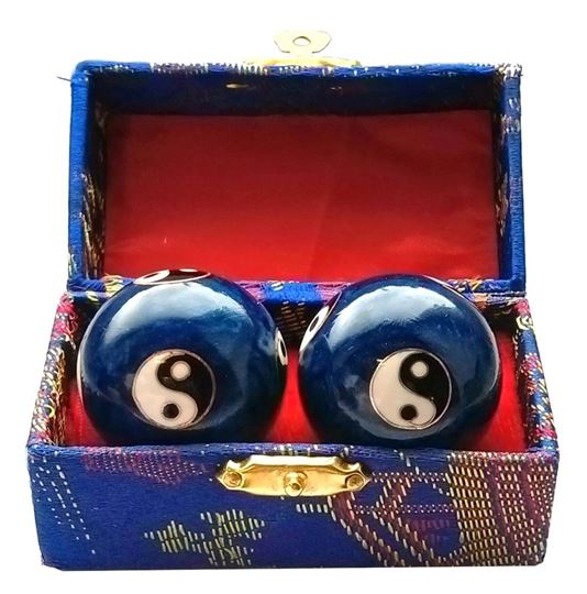 Bild von Qi Gong Kugel emailliert Yin Yang blau 3.5 cm