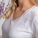 Bild von Shirt Silbergarn Kurzarm V-Neck in weiss von The Spirit of OM