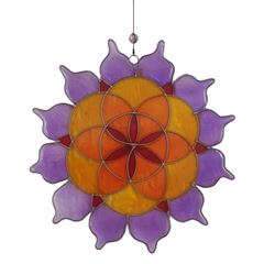 Bild von Suncatcher Lotus Saat des Lebens Resin lila/rot/orange 18cm