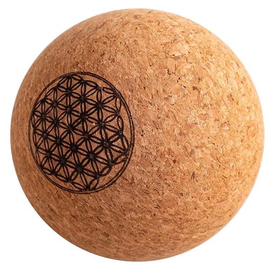 Bild von Faszienball aus Kork, mittel mit Blume des Lebens, 8cm