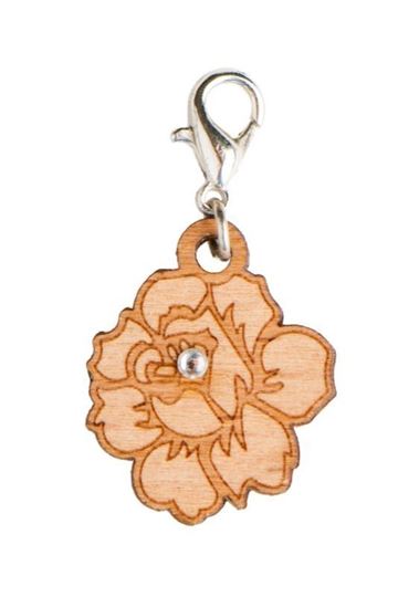 Bild von Rose - Holz-Charm mit Kristall