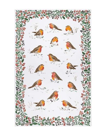 Bild von Robins & Berry Border Cotton Tea Towel - Ulster Weavers