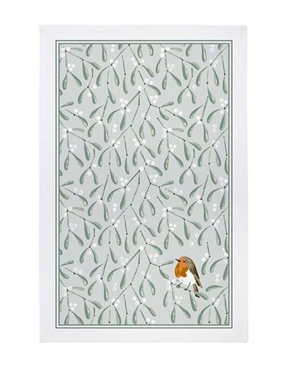 Bild von Mistletoe & Robin Cotton Tea Towel - Ulster Weavers