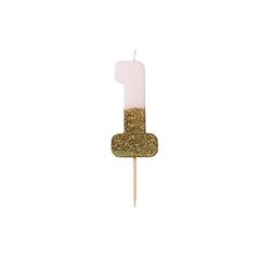 Bild von WE HEART BIRTHDAYS GLITTER NUMBER CANDLE 1, PINK