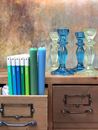 Bild von BOHO BLUE GLASS CANDLE HOLDER