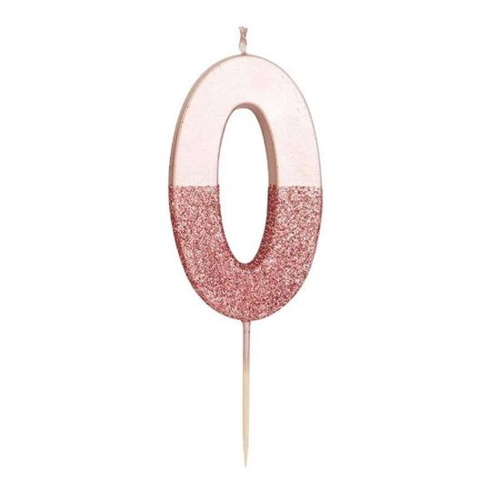 Bild von WE HEART BIRTHDAYS GLITTER NUMBER CANDLE 0, ROSE GOLD