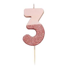 Bild von WE HEART BIRTHDAYS GLITTER NUMBER CANDLE 3, ROSE GOLD