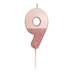 Bild von WE HEART BIRTHDAYS GLITTER NUMBER CANDLE 9, ROSE GOLD