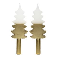 Bild von CANDLE SHOP, TREE SHAPED CANDLE, WHITE & GOLD, 20CM, 2PK