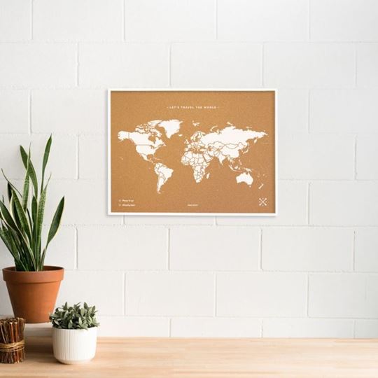 Bild von Woody Cork Map L - White - White Frame