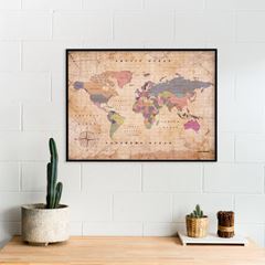 Bild von Woody Map - Watercolor - XL - Old School - Black Frame