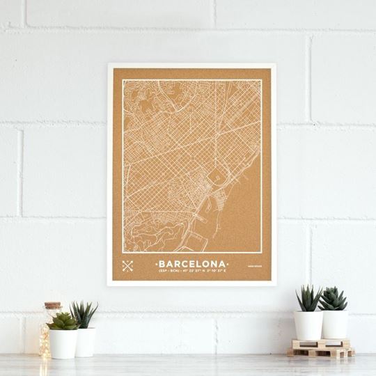 Bild von Woody Map Ciudades - Barcelona - L - White - White Frame