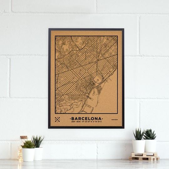 Bild von Woody Map Ciudades - Barcelona - L - Black - Black Frame