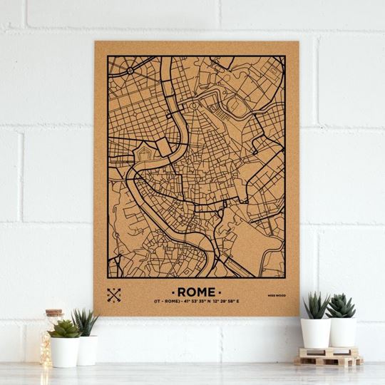 Bild von Woody Map Ciudades - Roma - XL- Black