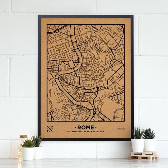 Bild von Woody Map Ciudades - Roma - XL- Black - Black Frame