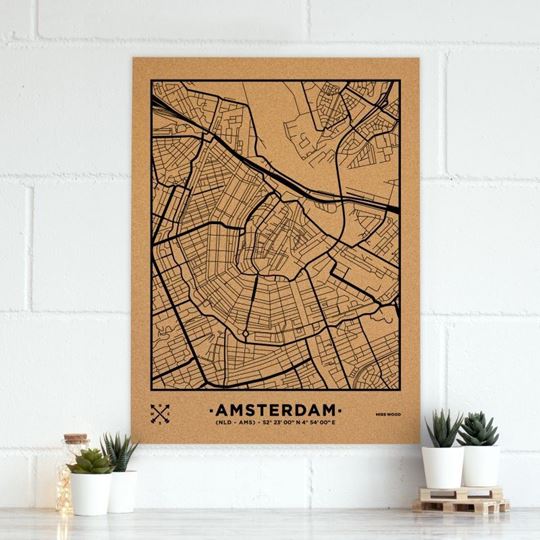 Bild von Woody Map Ciudades - Amsterdam - XL- Black