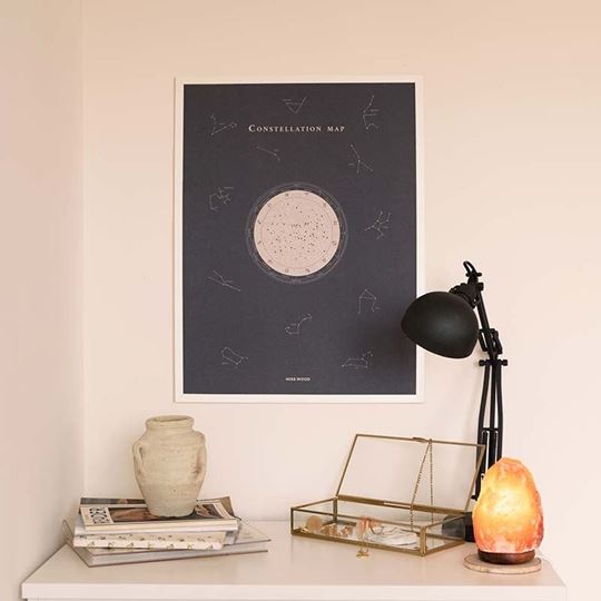 Bild von Miss Wood  Constellation Map - L Moon - White Frame