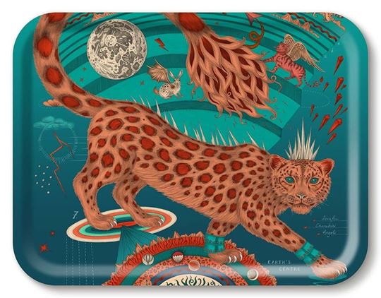 Bild von Emma J Shipley Snow Leopard/teal Tray 43x33 - Jamida of Sweden