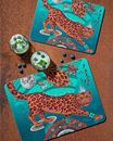 Bild von Emma J Shipley Snow Leopard/teal Tablemat 38x29 - Jamida of Sweden