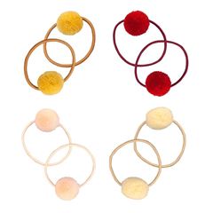 Bild von Hair Elastics Pompom Burgunduy (8/card) 4 colours, VE-10