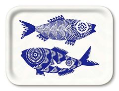 Bild von Asta Barrington Shoal of fish/white Tray 27x20 - Jamida of Sweden